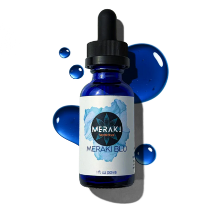 Meraki Blu USP Grade Methylene Blue Solution, 1% Formula, 30 mL | Third-party tested methylene blue solution, high-purity 1% liquid formula in a 30 mL glass dropper bottle.